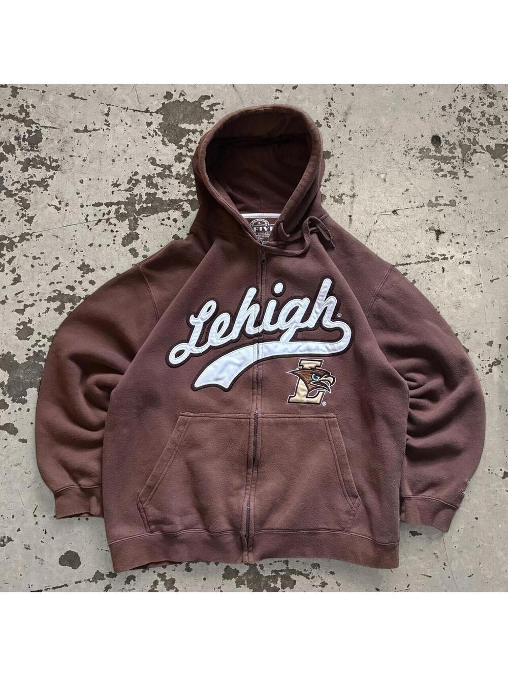 Mens Vintage Lehigh University embroidered zip up hoodie Size L